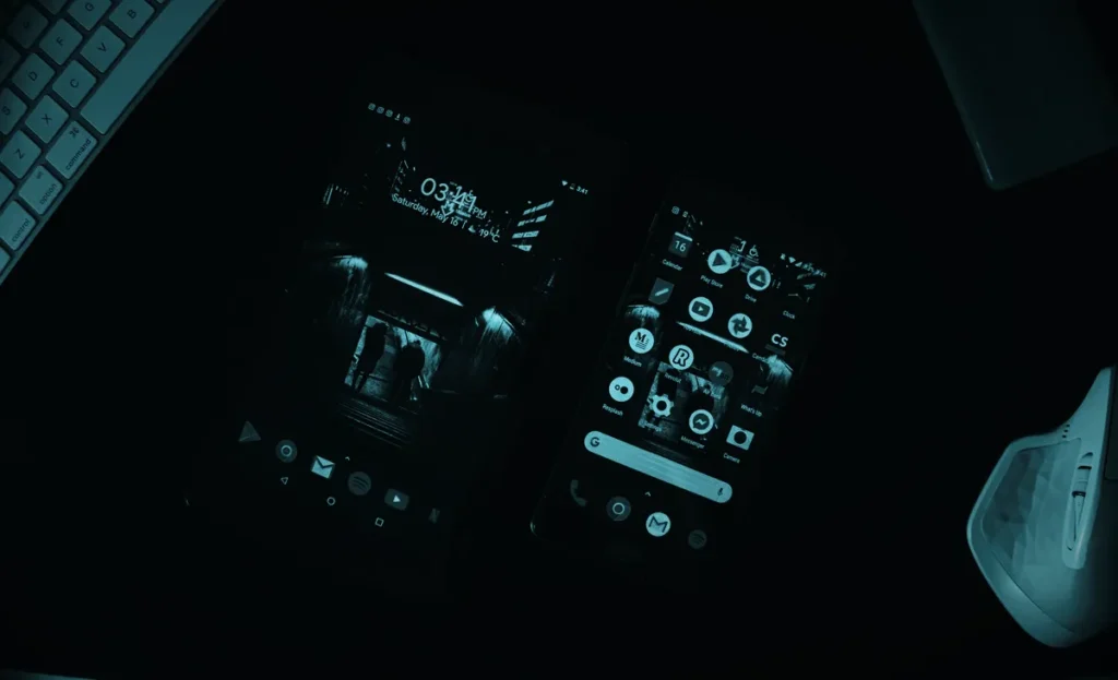 Smartphones showing a security app